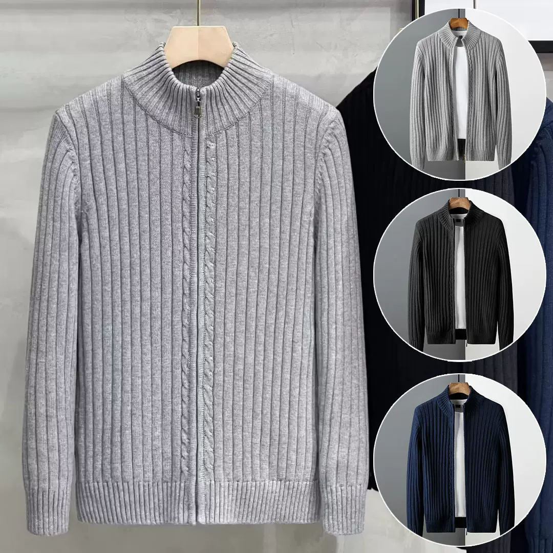 秋冬新款欧美针织衫开衫针织衫毛衣男外套修身商务潮外贸跨境批发