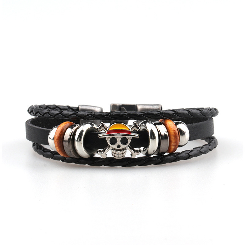 One piece bracelet Luffy straw hat group European and American retro leather bracelet punk style bracelet popular jewelry wholesale