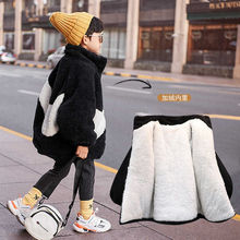 男童外套2021秋冬新款韓版中大童羊羔毛洋氣加絨加厚毛毛衣棉上衣