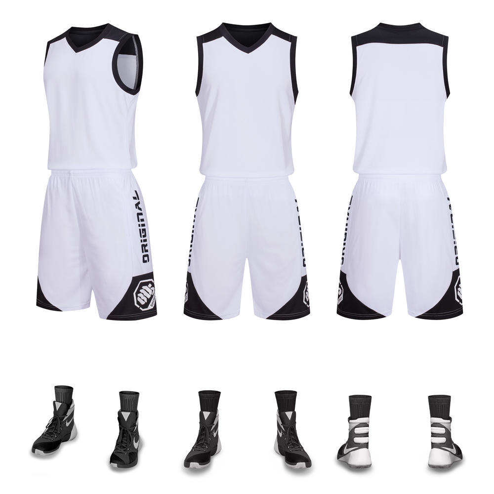 El juego de ropa de baloncesto se utiliza para el campamento de entrenamiento, ropa de balón transpirable de secado rápido para adultos y niños, la misma camiseta puede imprimir logotipo.