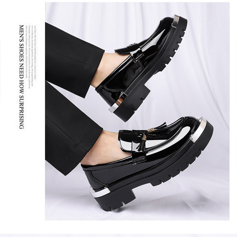 Giày lười nam da PU cổ thấp mũi vuông, giày da nam phong cách casual, form rộng — màu nâu, đen chi tiết 20