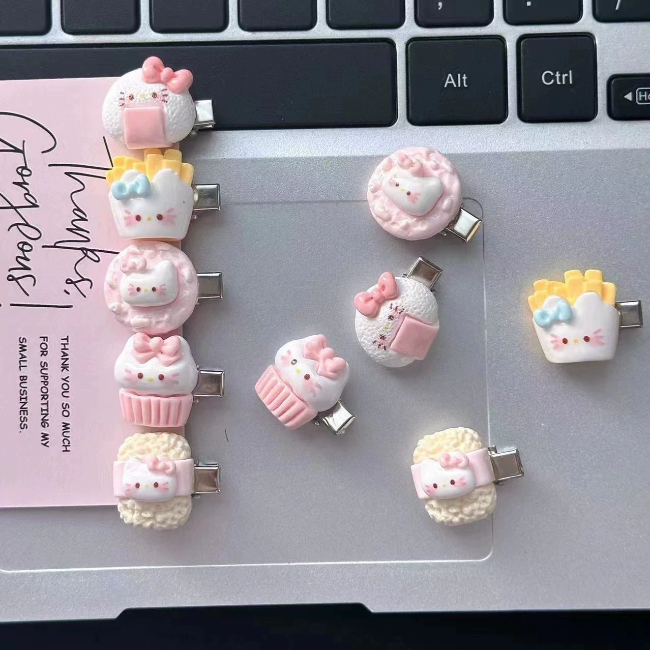 Набор аксессуаров для волос (Hello Kitty) — 10 штук милых японских мультяшных заколок, шпильки и резинки, розовый