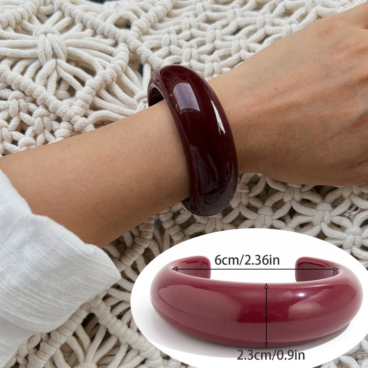 Europa y América transfronterizos anillo de resina minimalista nicho de diseño avanzado pulsera redonda ancha