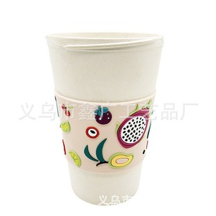 Cartoon simple cute PVC soft rubber cup skin non-toxic heat insulation non-slip cup cover