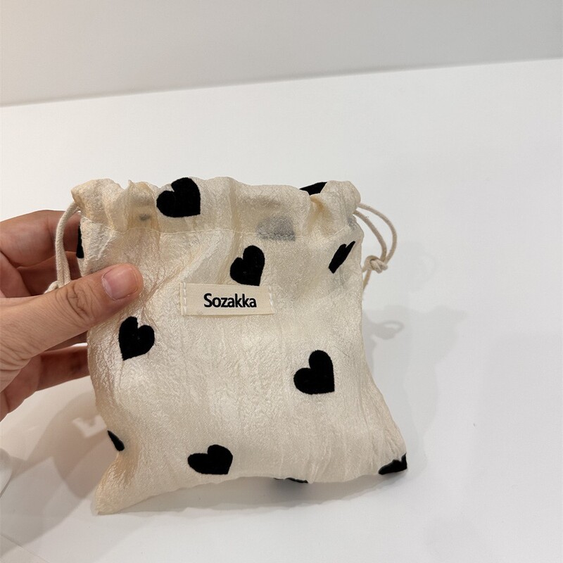36252シャンパンハート巾着袋巾着小物収納袋布袋学生雑物携帯洗面袋|undefined
