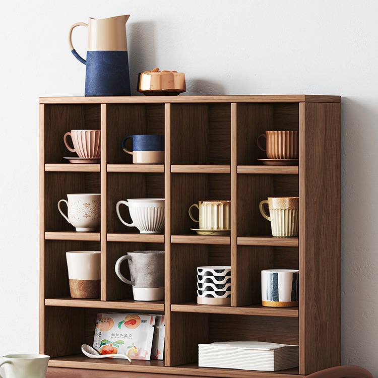 Grid Shop Display Rack Cup Rack Duobao Pavilion Tea Room Tea Set Tea Cup Ornaments Storage Shelf Wooden Partition Storage Rack