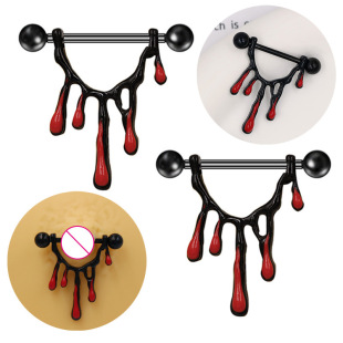 Gabei European and American Cross-border Puncture Thoracic Ring Red Glue-coated Water Drop Nipple Nail Export Cross-border Puncture Jewelry Factory