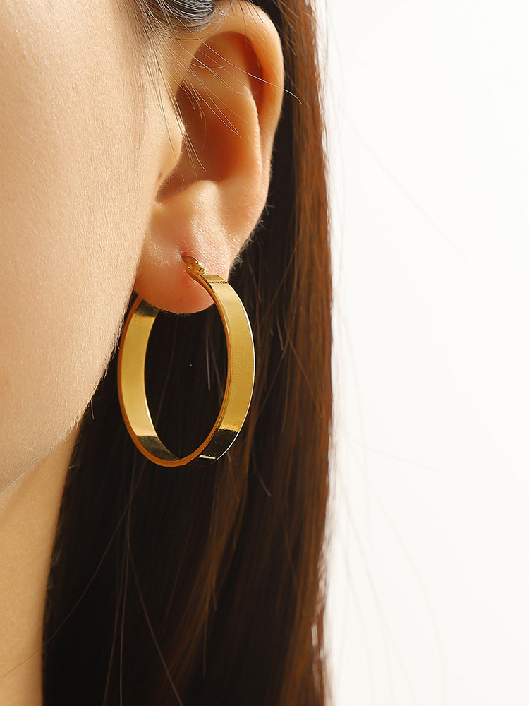 Holiday, Daily Occasion Titanium Steel Material 1 Pair Casual Simple Style Geometric Solid Color Plating Titanium Steel Earrings