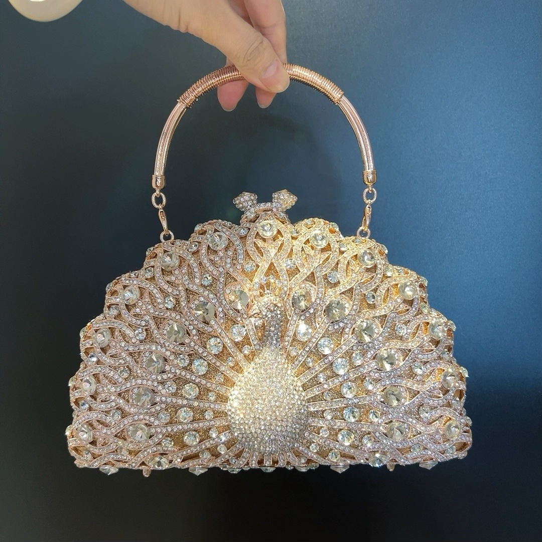 Pavilón grande bolso de cena con diamantes bolso de diamante de lujo bolso de mano de banquete europeo y americano bolso de embrague de mujer