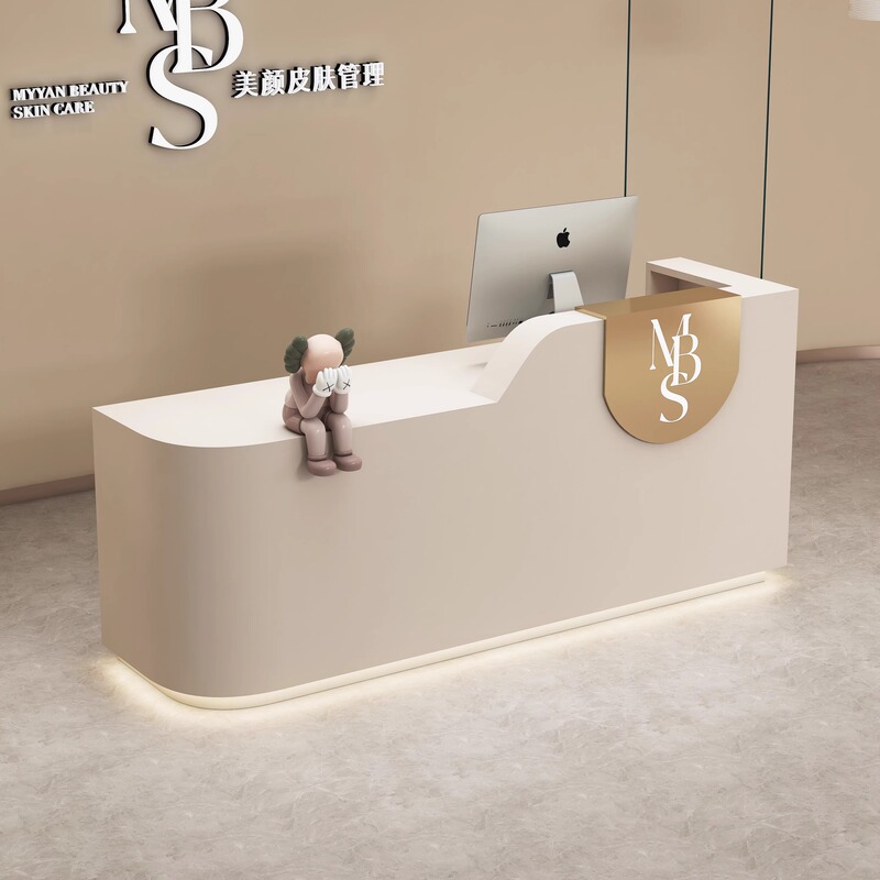 Curved Clothing Store Bar Table Cashier Counter Simple Modern Beauty Salon Nurse Station Small Front Desk Reception Desk