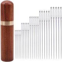 厂家直销 檀木储针筒手缝针免穿针大眼针Hand Sewing Needle 批发