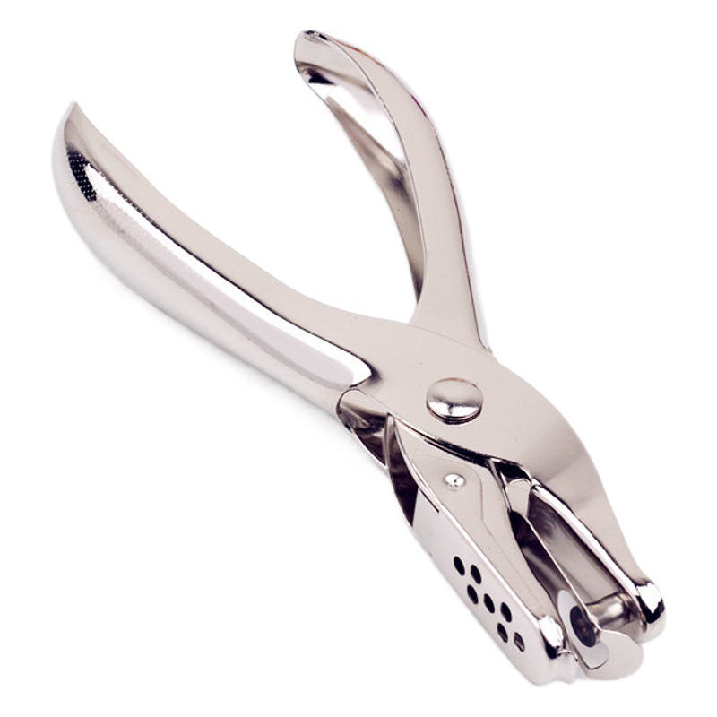 Handheld Metal Single-Hole Puncher, Manual Paper File Punch Pliers, Labor-Saving 3mm Round Hole Puncher