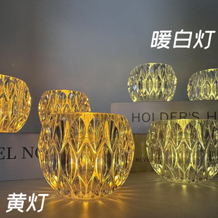 Cross-Border New Product Diamond Pattern Candle Lamp Transparent Small Wind Lamp Led Digital Candle Cross-Border Hot Sale Diamond Pattern Cup