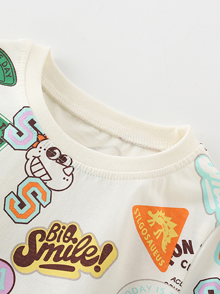 Traje de niño malwee transfronterizo verano nuevo estilo camiseta de cuello redondo pantalones de cintura elástica para niños pequeños y medianos europeos y americanos ropa casual