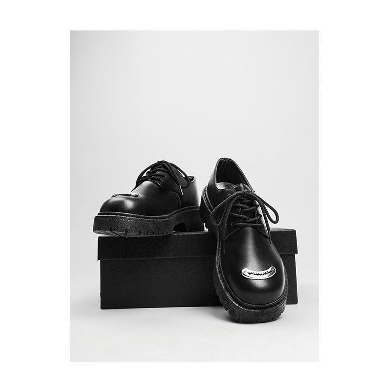 ShoeVault 2024 Nouvelles chaussures pour hommes de style britannique, en cuir, à bout large, décontractées, derbies, basses, à semelle épaisse, rehaussantes._voghion.com