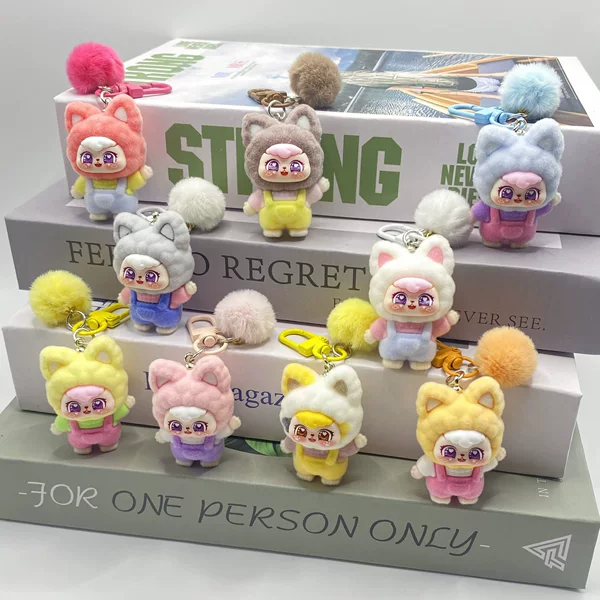 Overalls Doll Three-Year-Old Sister Series DIY Phone Charm Bag Cute Plush Pendant Keychain Box