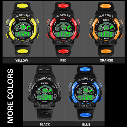 Children's Watch, Best Selling in Foreign Trade, Multifunctional, Night Light, Waterproof, Timing, Sports Fashion, Student Electronic Watch, Direct Manufacturer Sale
