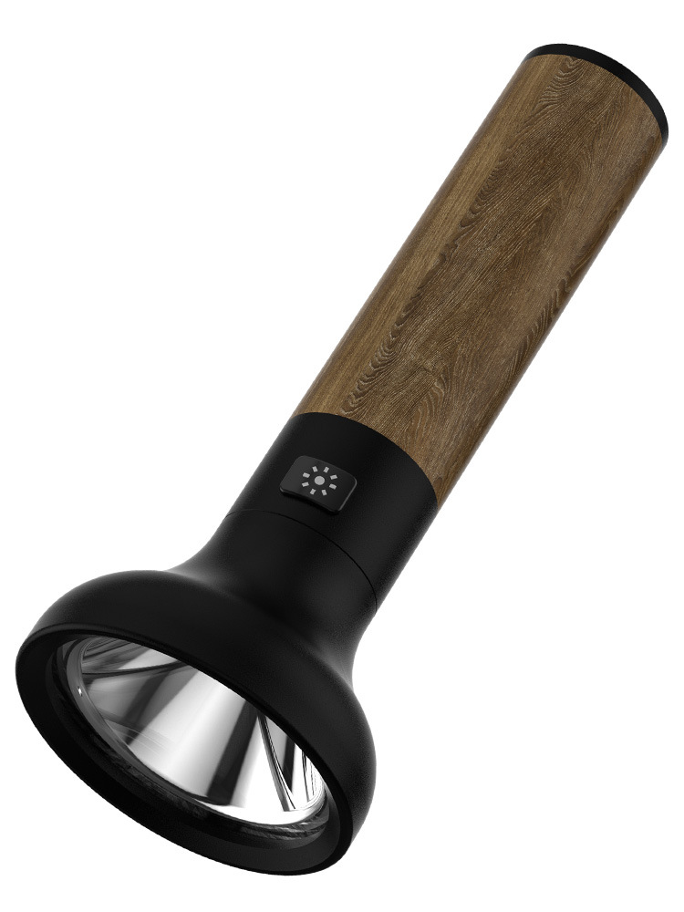 Nuevo grano de madera de aleación de aluminio transfronterizo luz fuerte linterna de largo alcance USB recargable batería incorporada linterna LED de mano