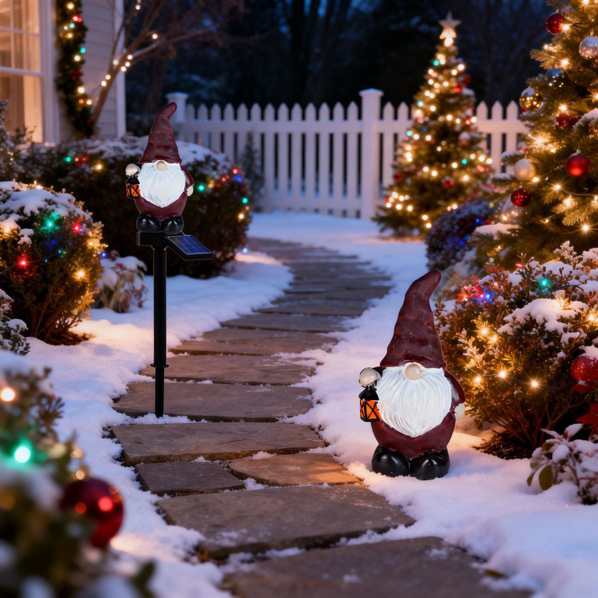 Nuevo solar Navidad muñeco de nieve enano resina césped jardín lámpara vacaciones jardín paisaje atmósfera lámpara