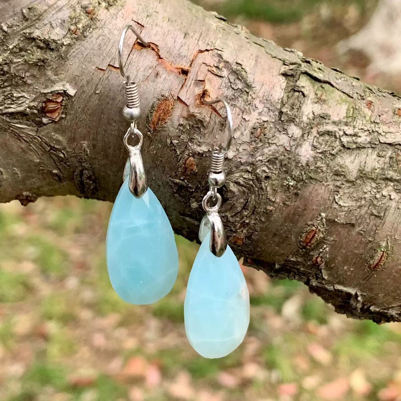 1 Pair Simple Style Water Droplets Patchwork Turquoise Drop Earrings display picture 7