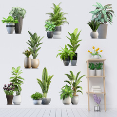 メーカー緑植鉢植え緑の葉は壁にくっついてリビングルームの寝室の子供の部屋を描いて、装飾壁画ksy214を取り除くことができます。