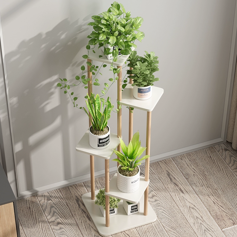 Стеллаж для цветов, напольный, многоярусный, из массива дерева, для декора интерьера гостиной, простой современный, для балкона, для суккулентов и растений, таких как зеленый редис