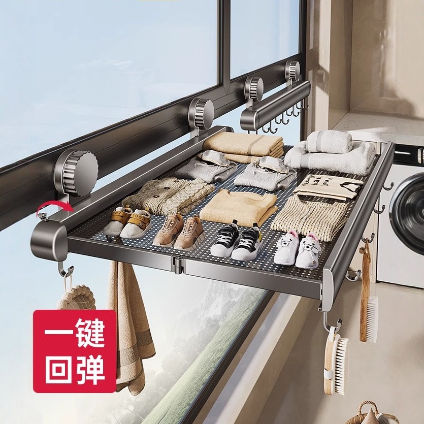 Ventosa rejilla de secado invisible telescópica red de secado plegable calcetines de enfriamiento interior espacio en el balcón artefacto de secado de ropa