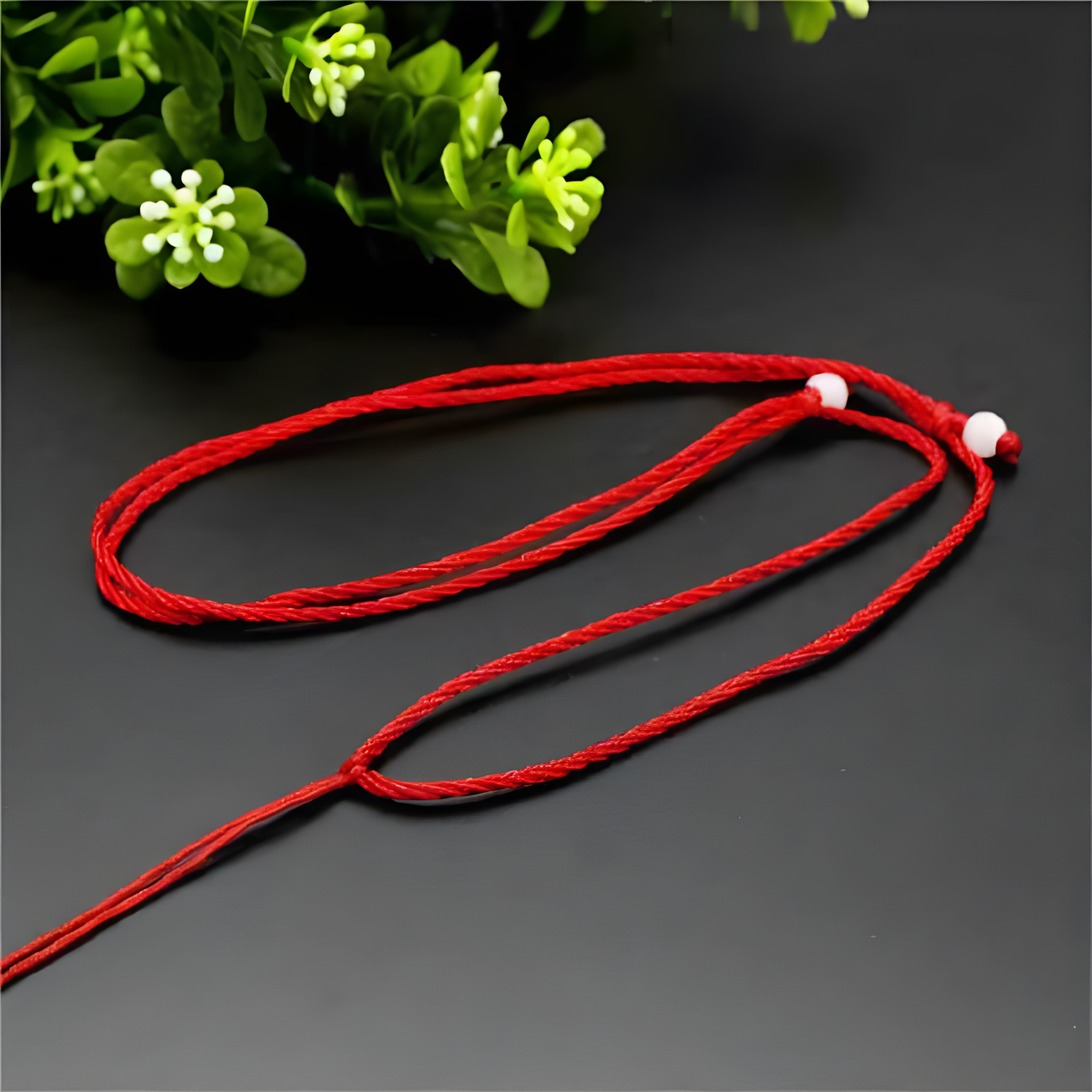 2 beads lanyard red thread