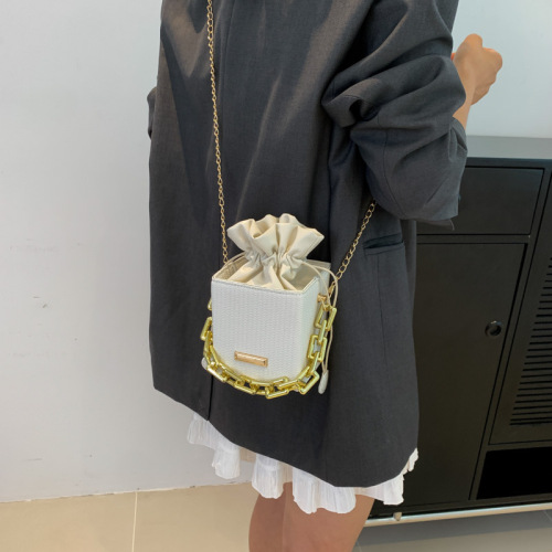 Casual Crossbody Bag Popular Chain Bag Women's Fashion New Bucket Bag  Autumn Niche Simple Shoulder Bag