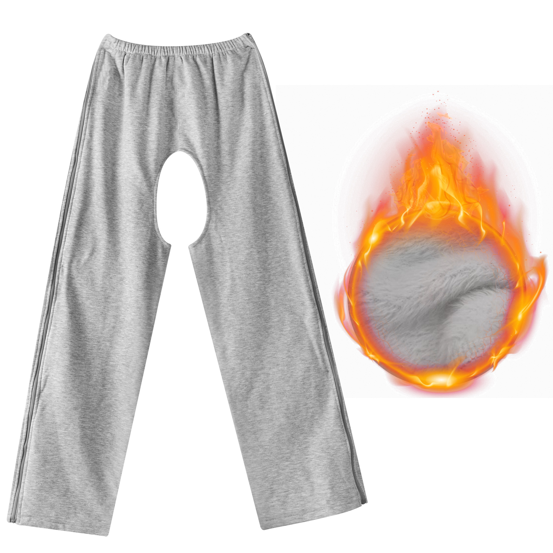 두꺼운 덮개가없는 양면 지퍼 회색 벨벳