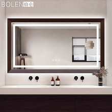 BOLEN定制复古智能浴室镜壁挂墙厕所卫生间洗手台触摸屏LED灯批发