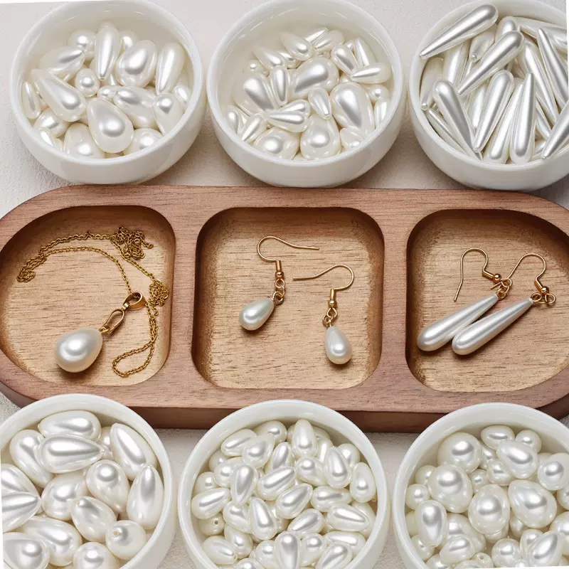 半孔珠水滴珠仿珍珠色泽光亮散珠diy饰品配饰 耳饰服装挂件ABS珠