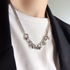 Tide, necklace hip-hop style, long chain for key bag , sweater, silver 925 sample, internet celebrity