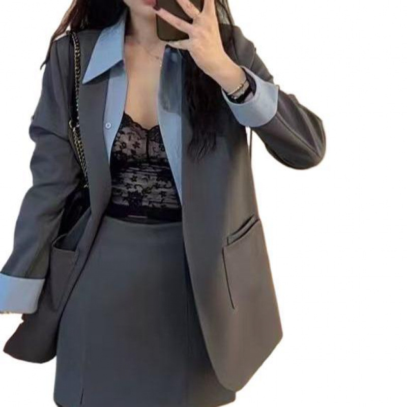 316时尚套装V领西服套装长袖2025春夏女装新款时尚显瘦休闲两件套|undefined