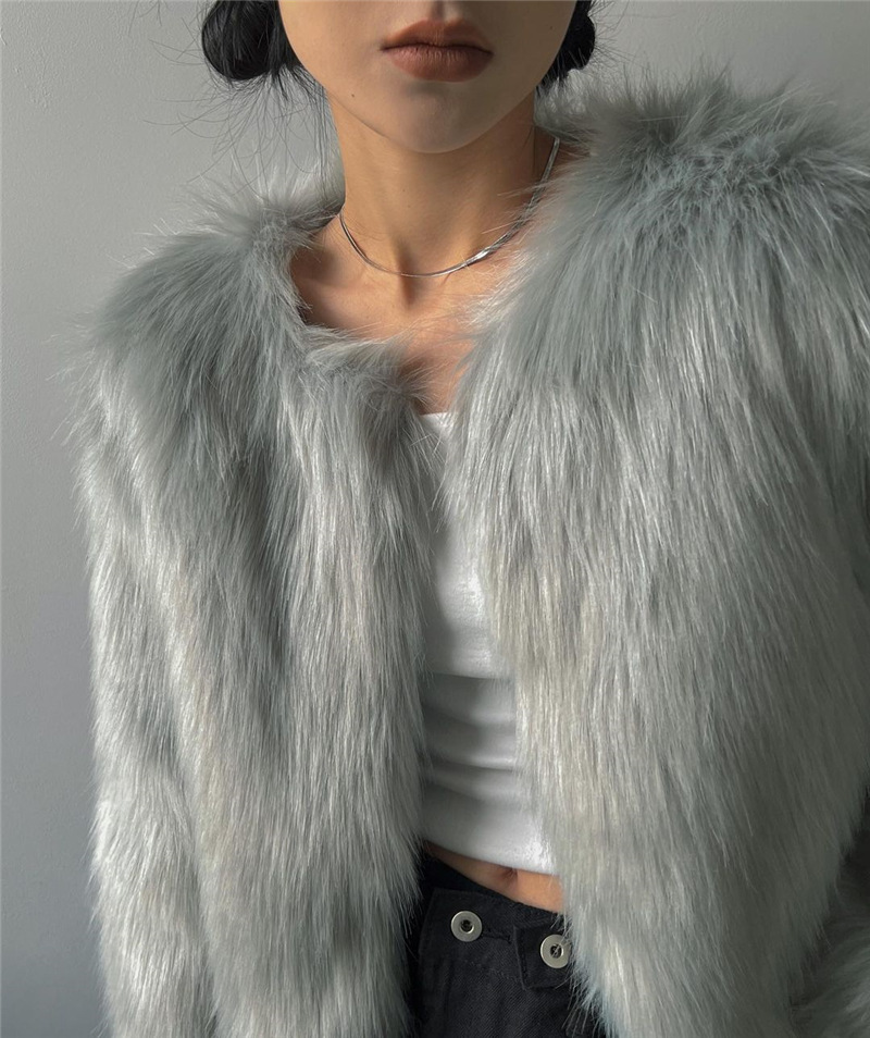Damen Kurzmantel Aus Kunstfell In Taillierter Passform Elegant_voghion.com