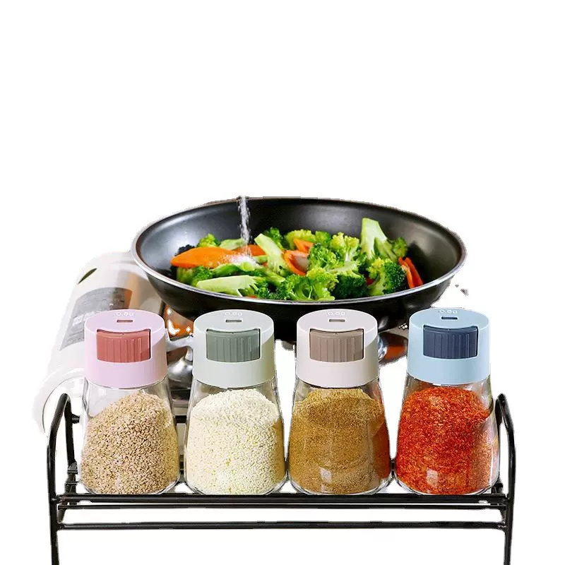 锥形玻璃调料瓶烧烤撒料瓶计量控盐瓶厨房按压式食盐味精分装瓶