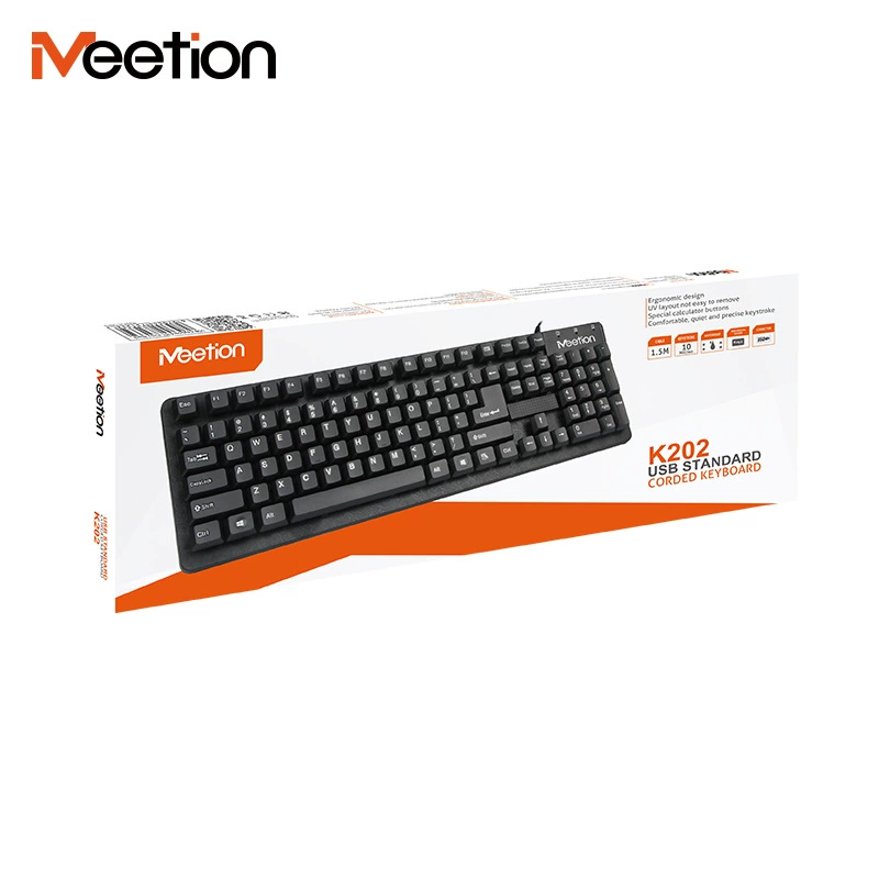 MEETION Mushen K202 USB Проводная клавиатура для бизнеса, офиса, дома, брызгозащищенная клавиатура на испанском языке, оптовая продажа