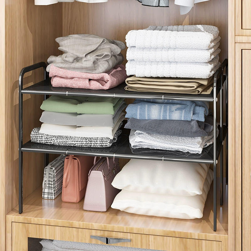  wardrobe layered partition storage artifact retractable cabinet storage rack clothing partition wardrobe partition bedroom donglong