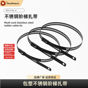 Black Cable Wire Fixing Strap Strong Tightening Metal Cable Tie Coated with Nylon11 Stainless Steel Cable Tie Wholesale