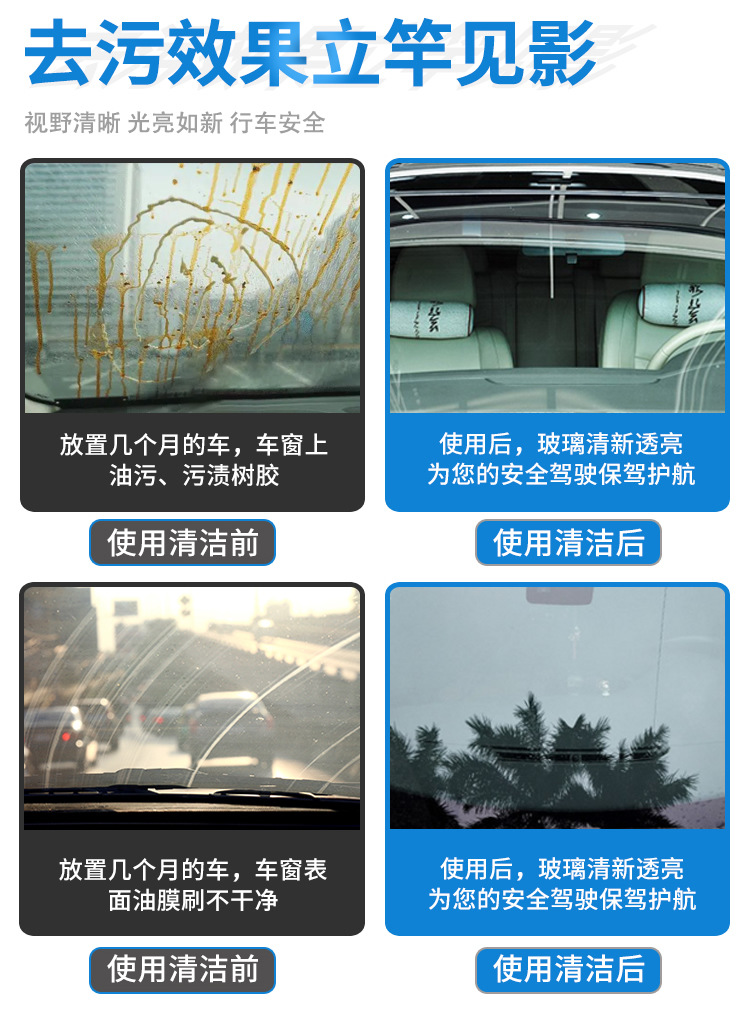 Car King Glass Oil Film Remover for Front Windshield, Car Windows, and Doors Glass Cleaning and Refreshing Cleaner for Window Cleaning