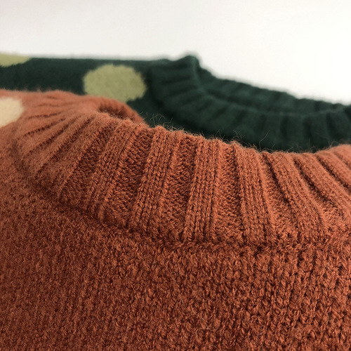 Colorful and versatile ~ Children's sweaters in autumn and winter Korean style polka dot print men's and women's fashionable retro pullover sweaters