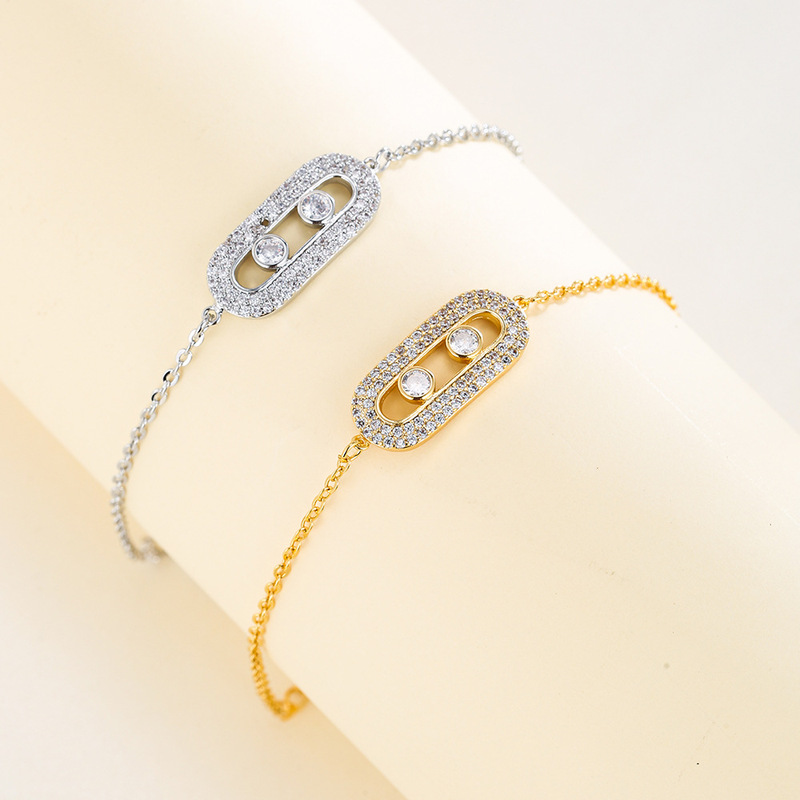 Fashion Single Point Oval Crystal Bracelet Women 18K Gold Jewelry Bracelet Female Bridesmaid Gift