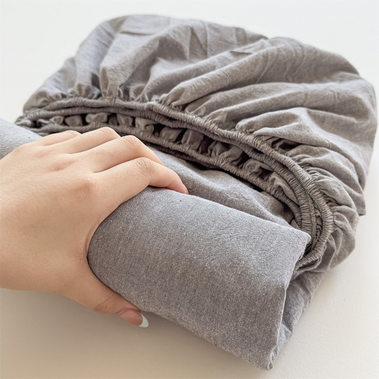 100% de algodón teñido de algodón lavado con agua una sola cama de tres piezas con estera protectora, cubierta de cubierta sucia para estudiantes