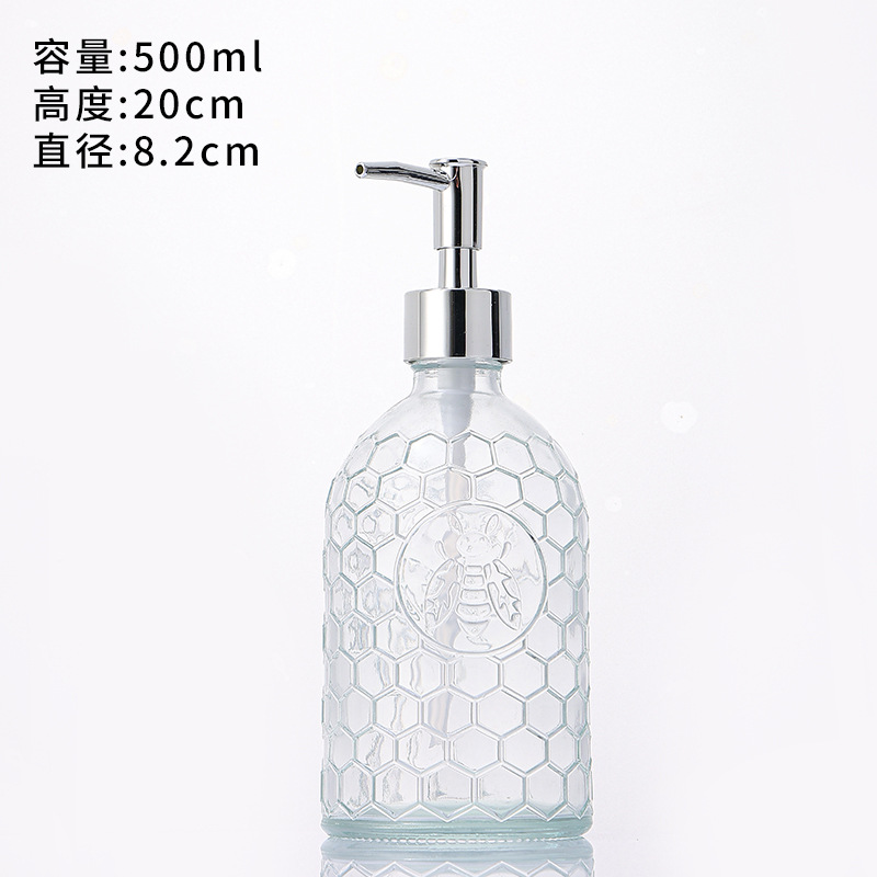 Botella de desinfectante de manos de vidrio transparente 500ml botella de champú botella de desinfectante de manos hotel botella de baño botella de gel de baño