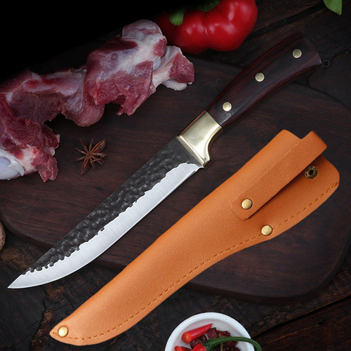 New butcher knife leather sheath hammer pattern boning knife splitting mouth strip stainless steel splitting multi-purpose knife leather scabbard wholesale
