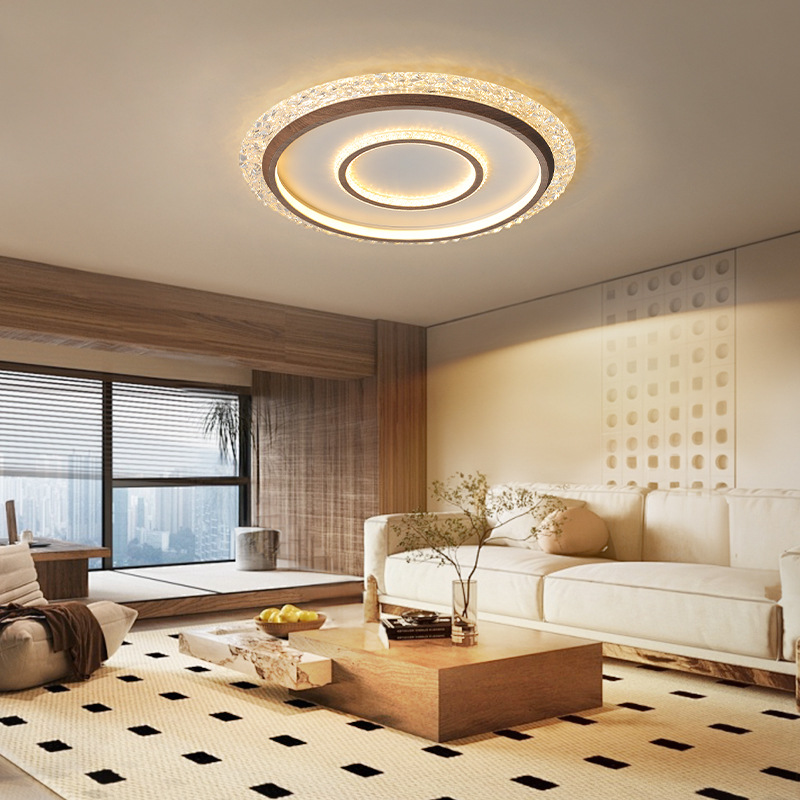 [Selección estricta] lámpara de techo medieval minimalista 2025 nuevo estilo americano retro color nuez super brillante lámpara de habitación para proteger los ojos