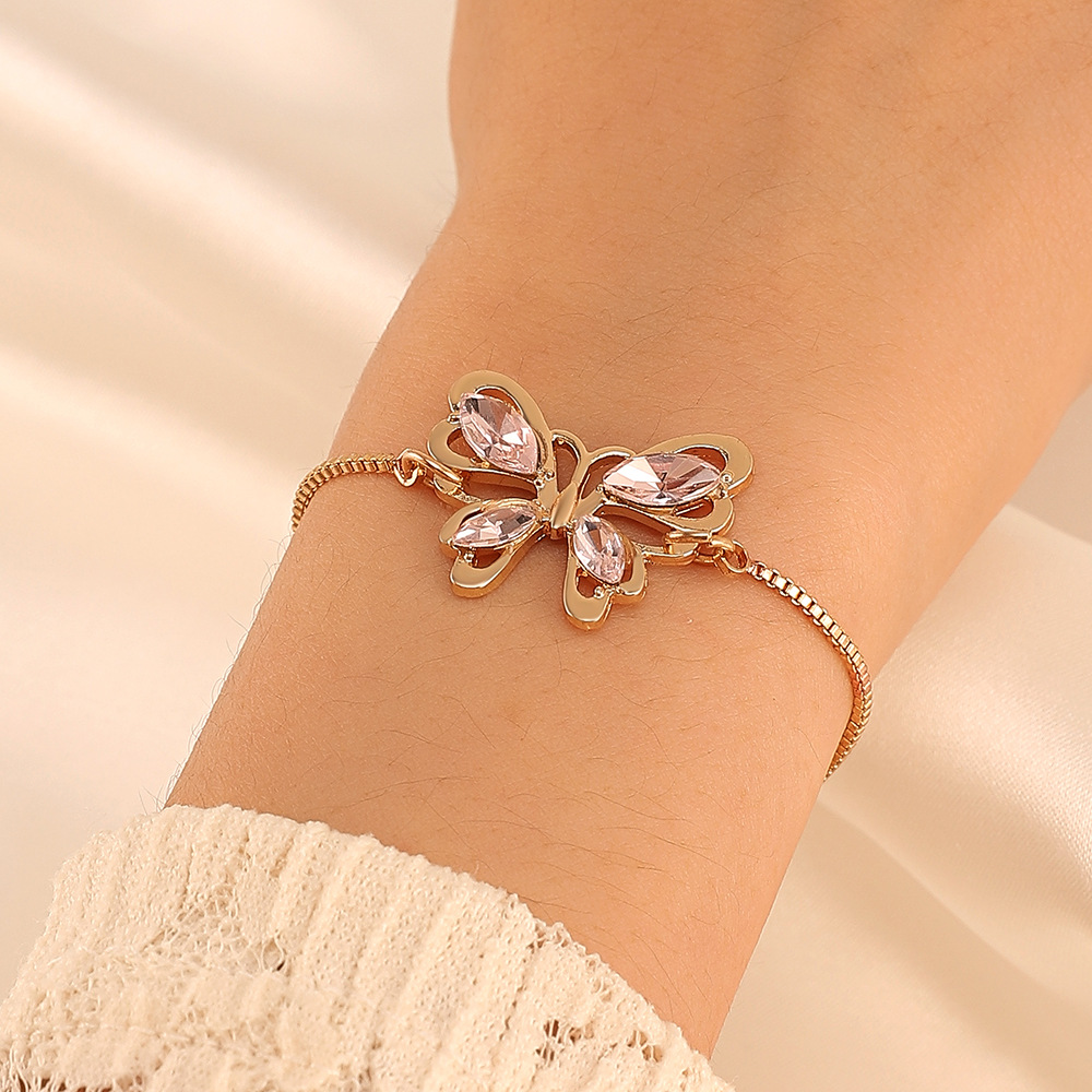 Pulseras De Cristal Artificial Mariposa Cobre Elegante display picture 2