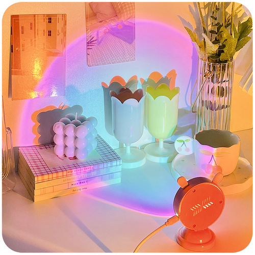 P616 atmospheric sunset lamp bedroom ins girl photo projection night light desktop sunset lamp 520 gift