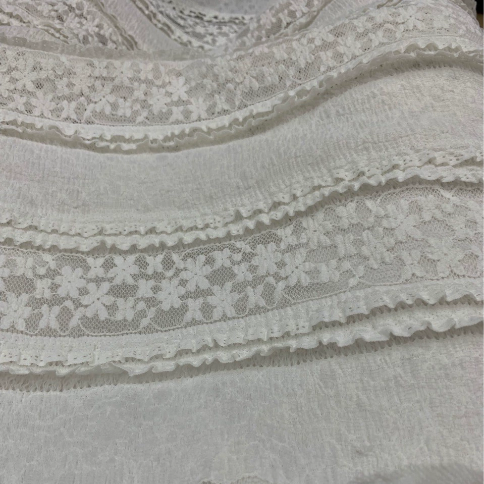 Изысканная эластичная говяжья помола пузырь из полиаммиака кружевная ткань морщинистая кружевная ткань