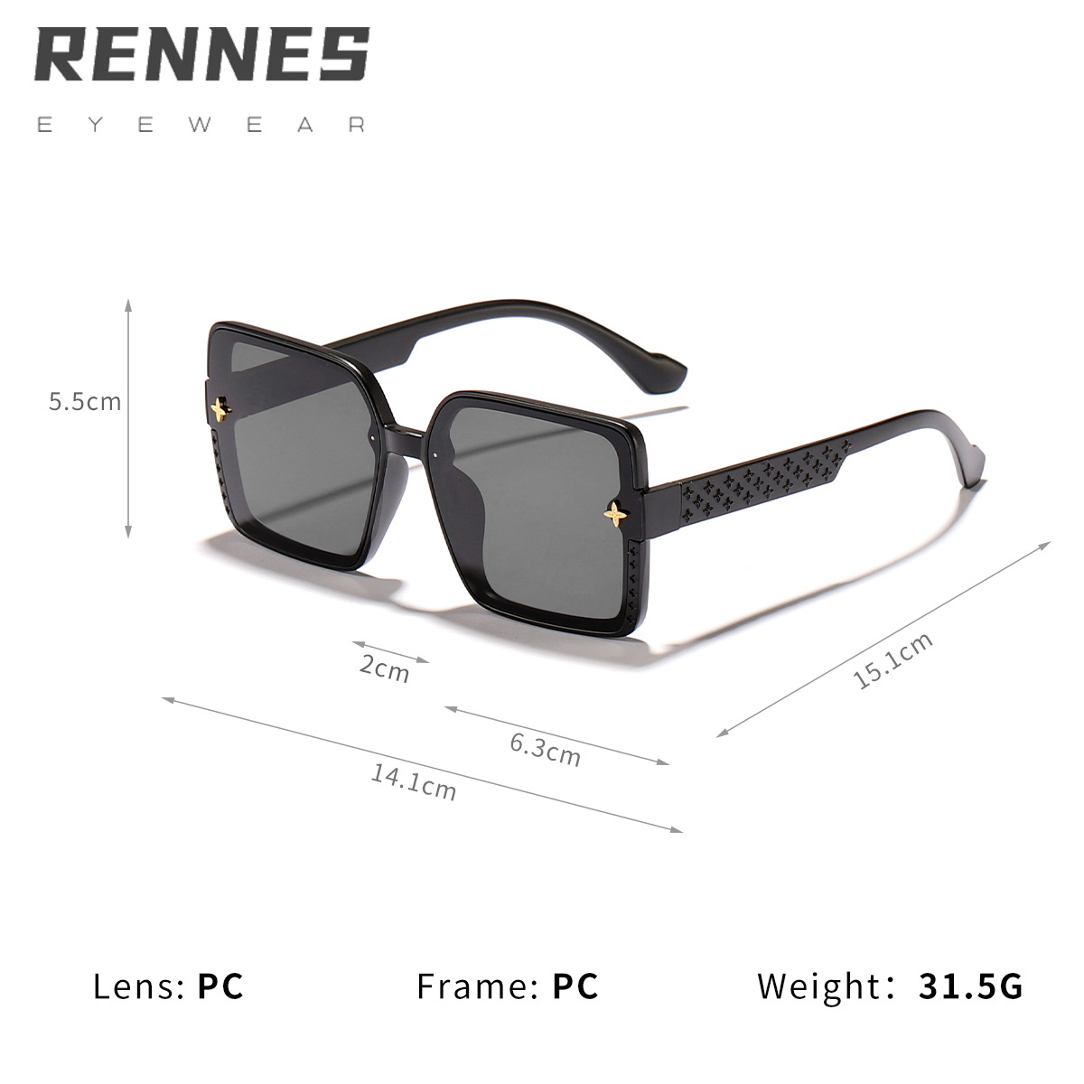 Nuevas gafas de sol de montura grande de moda F para mujer 2024 Gafas de sol europeas y americanas de alta gama para mujer